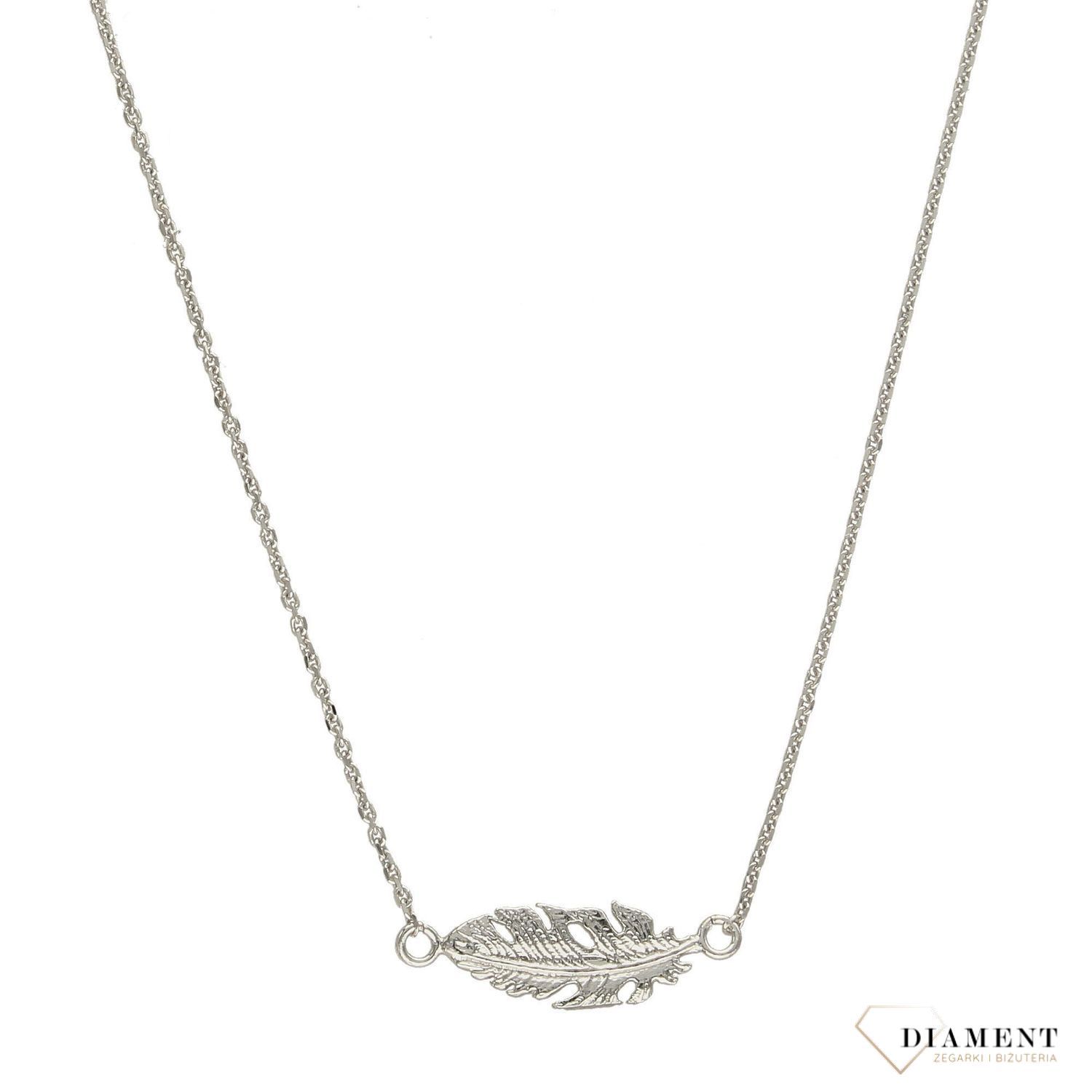 Srebrny naszyjnik celebrytka z zawieszką piórko 274120760270.jpg