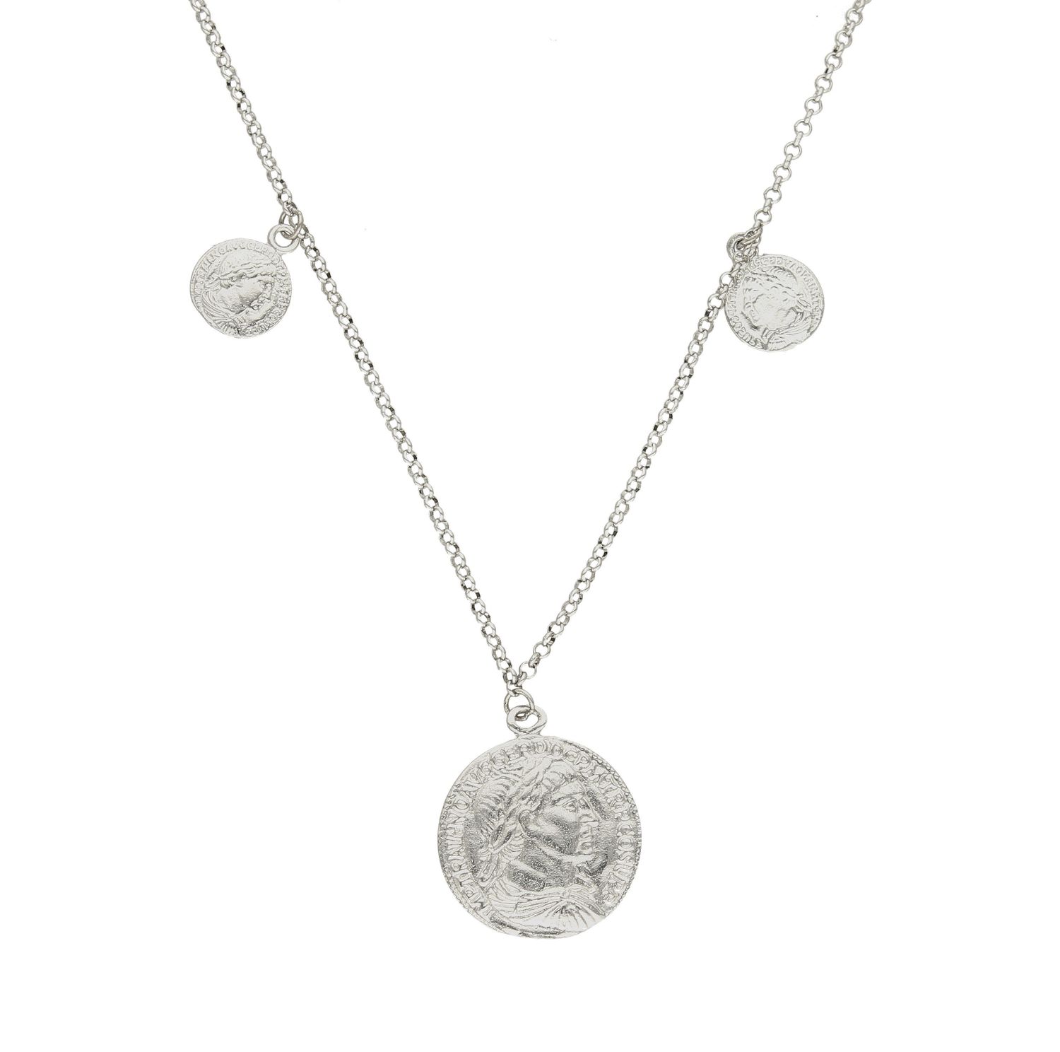 Srebrny naszyjnik wiszące monety 274123640390.jpg