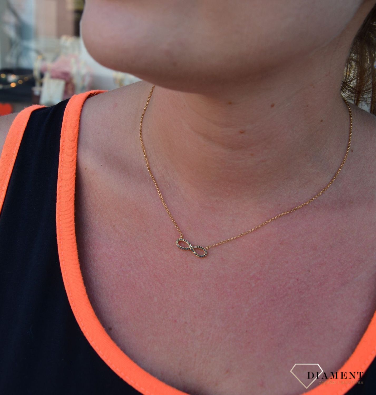 Srebrny naszyjnik pozłacany ze znakiem nieskończoności 274130580300.jpg