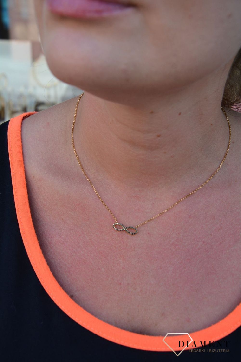 Srebrny naszyjnik pozłacany ze znakiem nieskończoności 274130580300.jpg