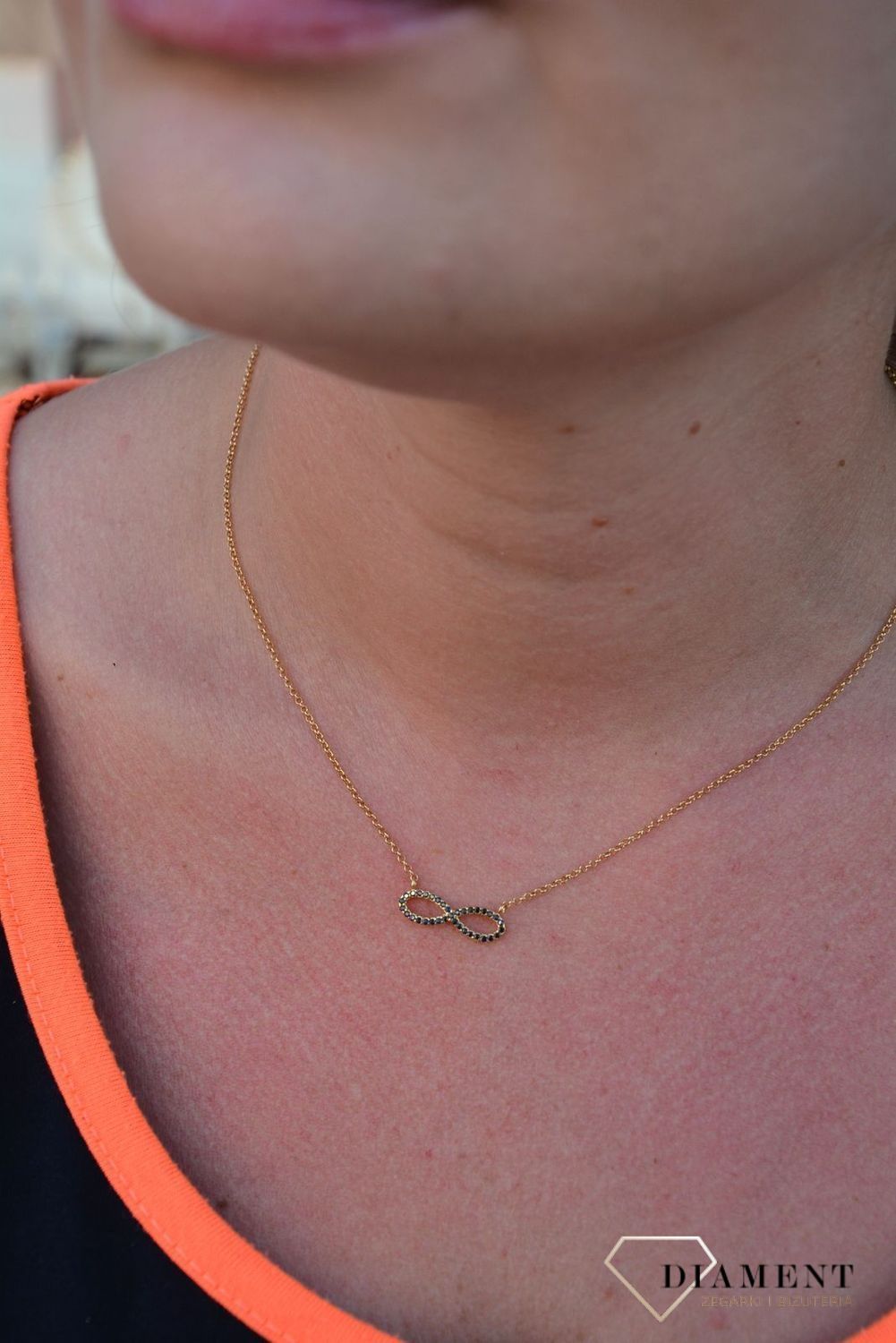 Srebrny naszyjnik pozłacany ze znakiem nieskończoności 274130580300.jpg