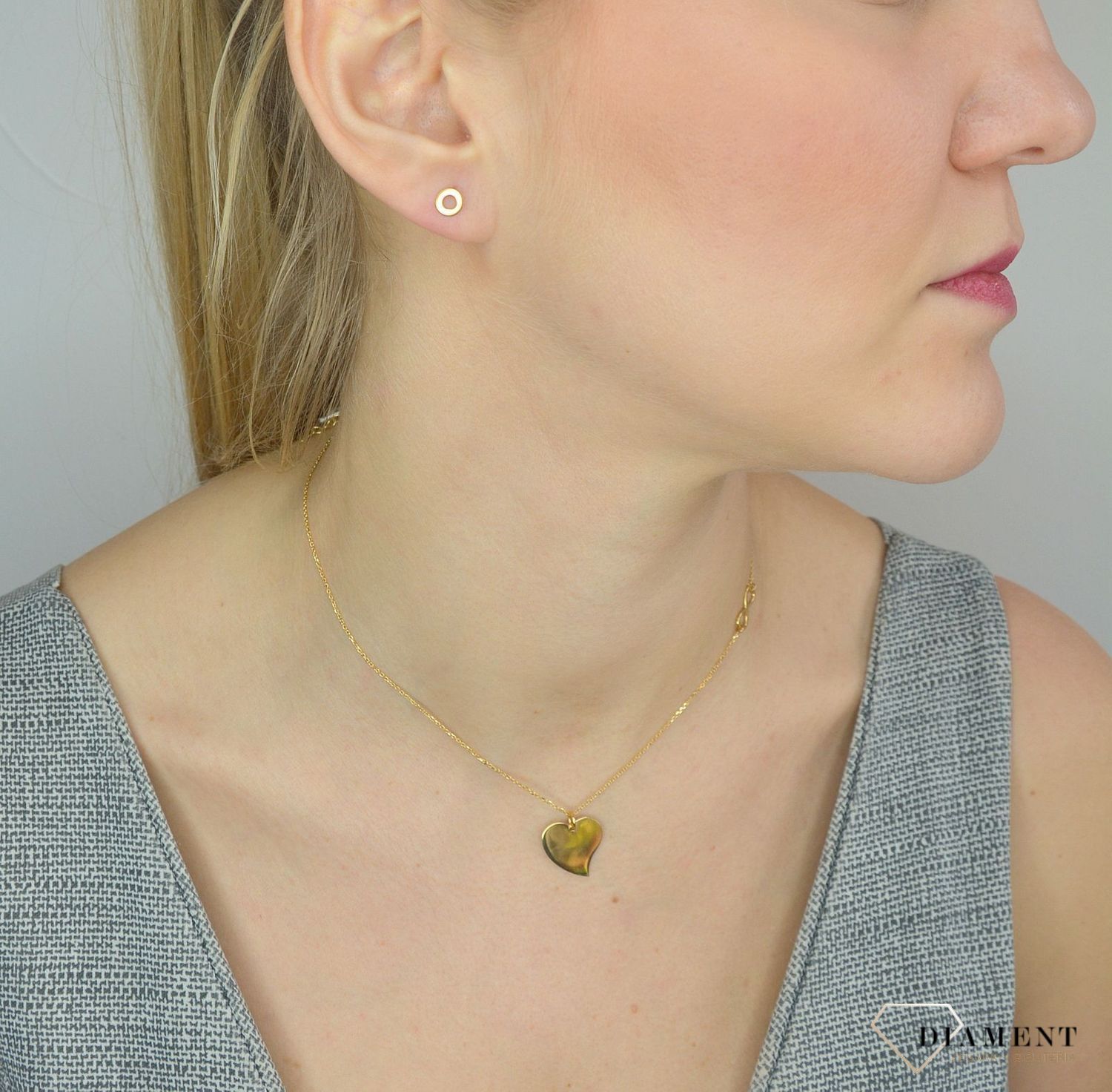 Srebrny naszyjnik 925 pozłacany serce i znak nieskończoności 274133580370.jpg