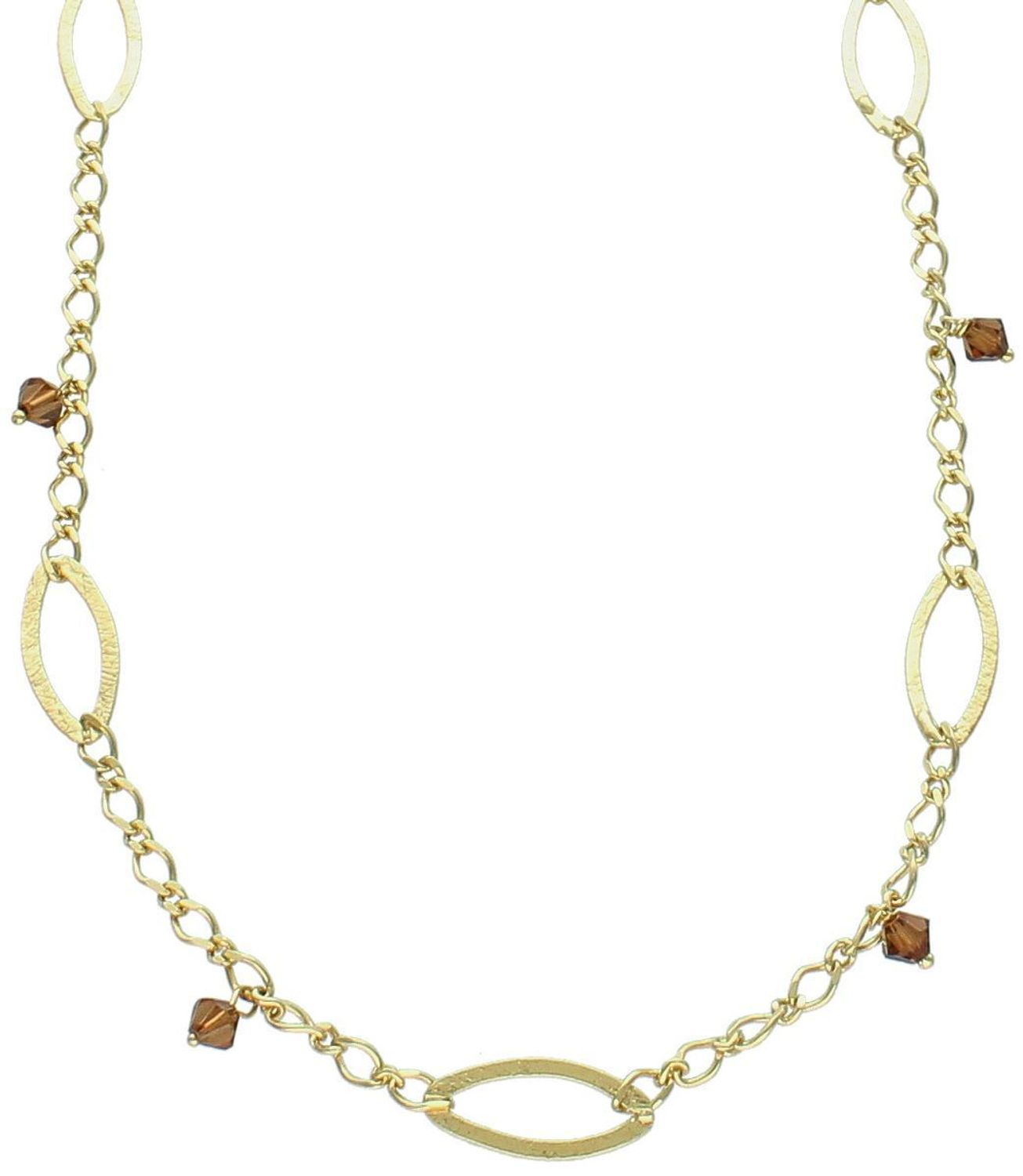 Pozłacany naszyjnik srebrny 925 z owalnymi oczkami i brązowymi kryształkami. Długość 45 + 3 cm, waga 6,60 g, zapięcie na karabińczyk. Idealny dodatek na wyjątkowe okazje.1.jpg