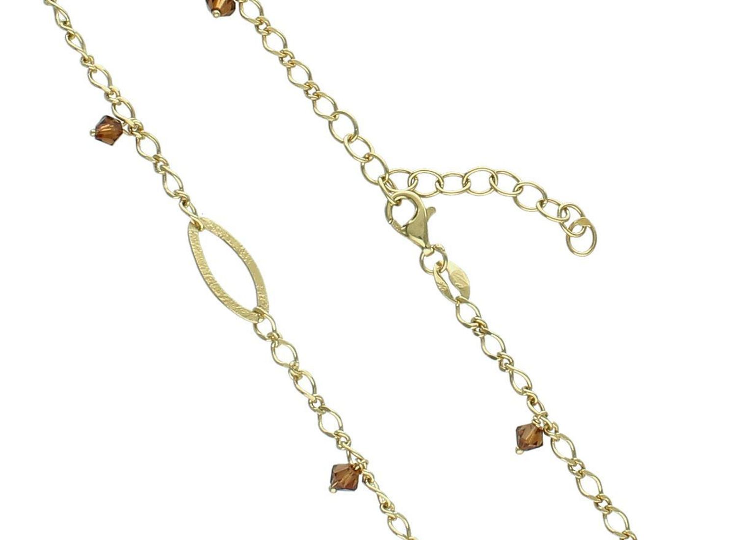 Pozłacany naszyjnik srebrny 925 z owalnymi oczkami i brązowymi kryształkami. Długość 45 + 3 cm, waga 6,60 g, zapięcie na karabińczyk. Idealny dodatek na wyjątkowe okazje.1.jpg