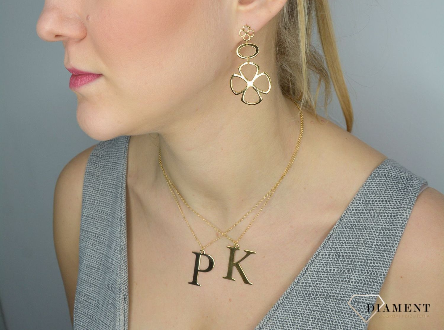 Srebrny naszyjnik pozłacany literka K 274631110480.jpg