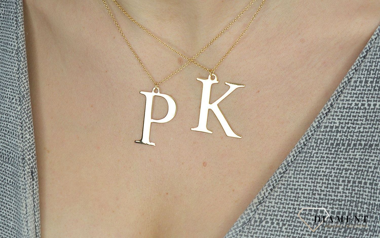 Srebrny naszyjnik pozłacany literka K 274631110480.jpg