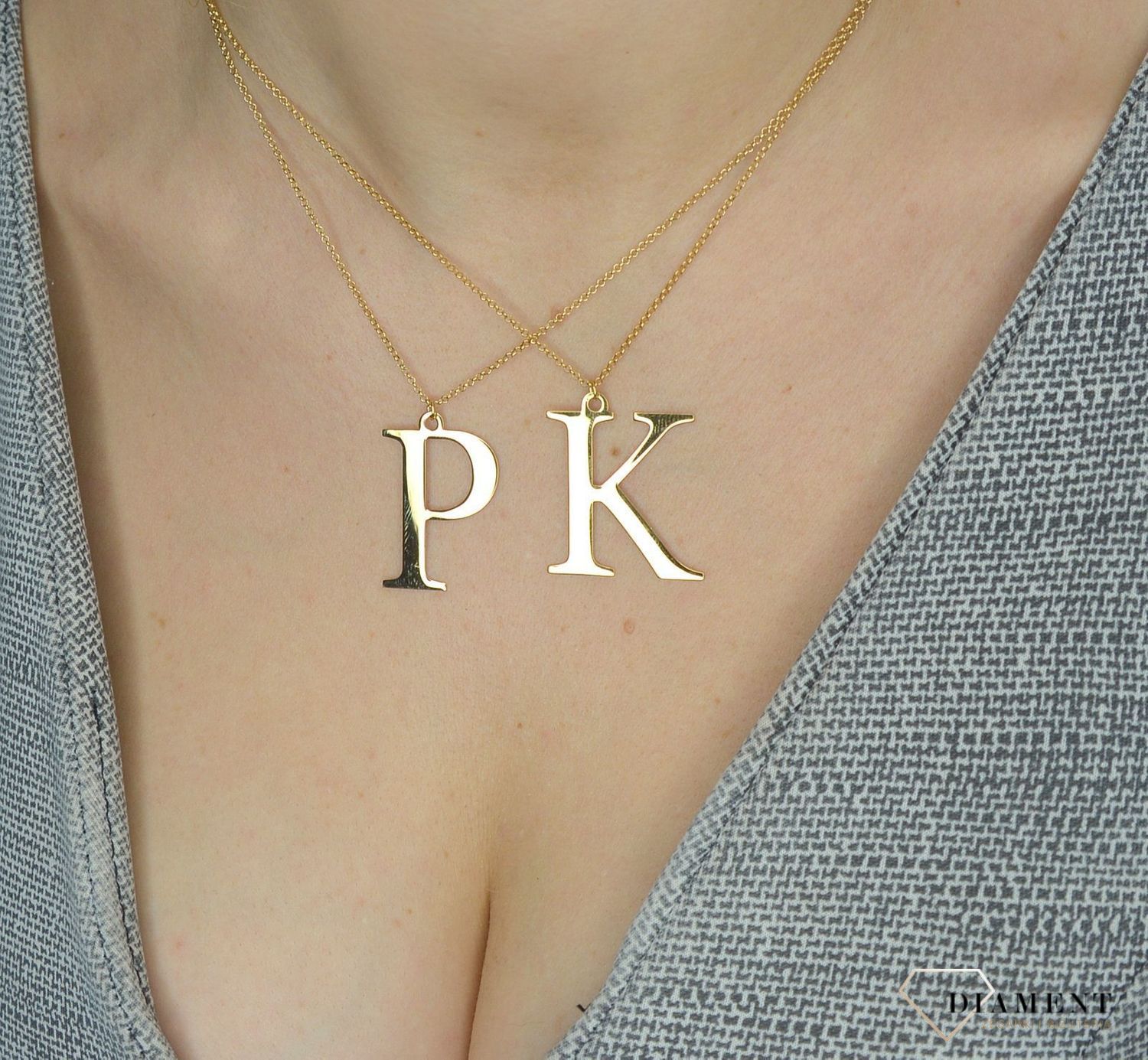 Srebrny naszyjnik pozłacany literka K 274631110480.jpg