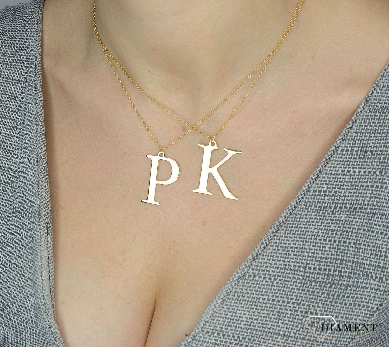 Srebrny naszyjnik pozłacany literka P 274631160450.jpg