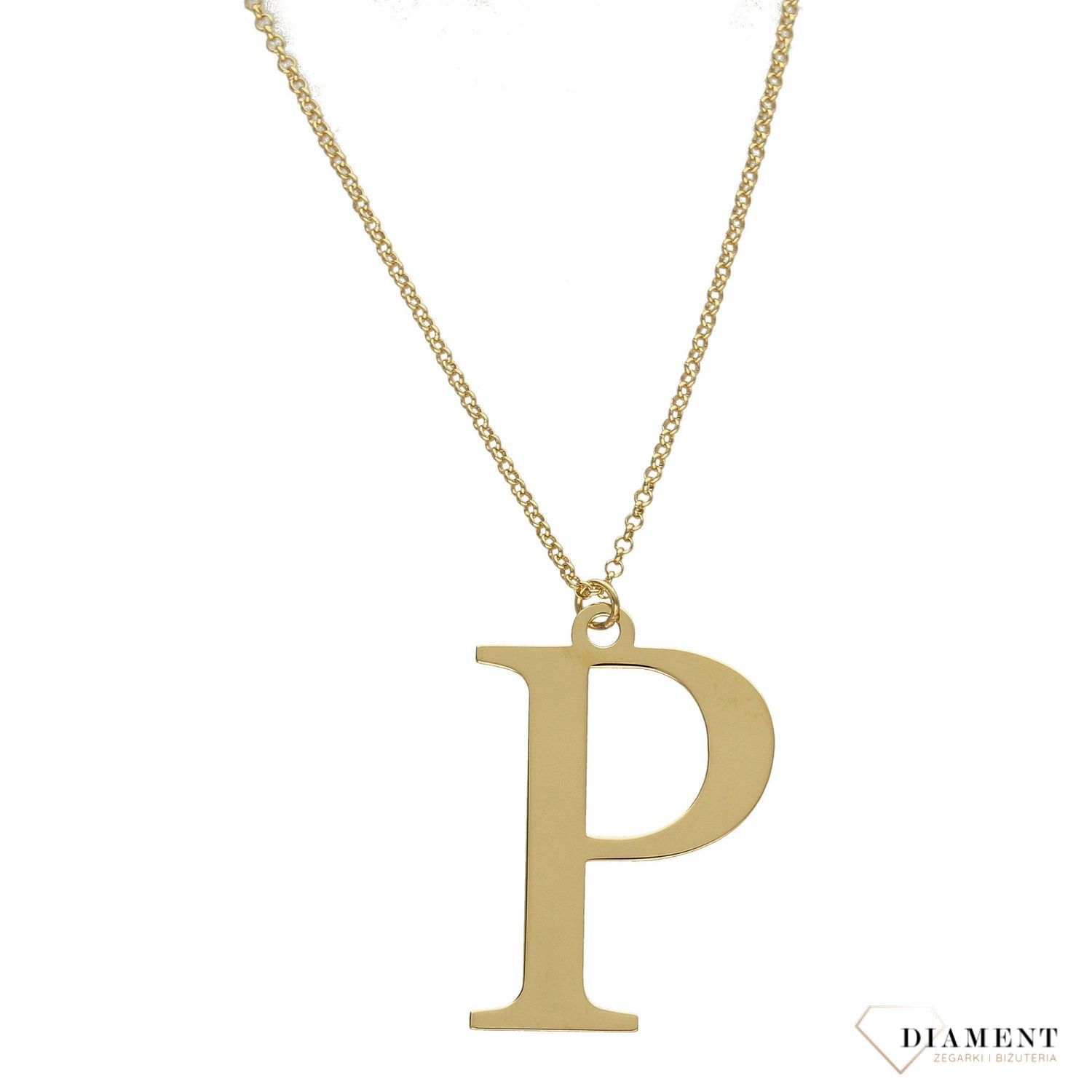 Srebrny naszyjnik pozłacany literka P 274631160450.jpg