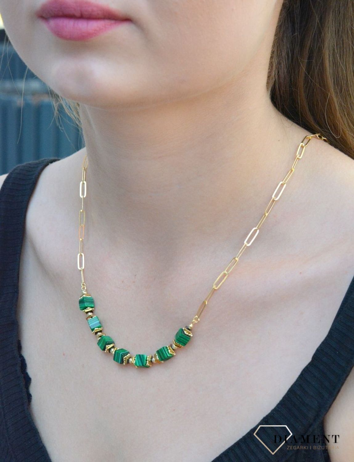 Naszyjnik damski srebrny pokryty zlotem z malachitem 27483375. Naszyjnik damski srebrny. Naszyjnik srebrny damski z malachitem. Naszyjnik srebrny pokryty złotem. Naszyjnik srebrny damski z kamieniem. Naszyjnik idealny na każdą.jpg