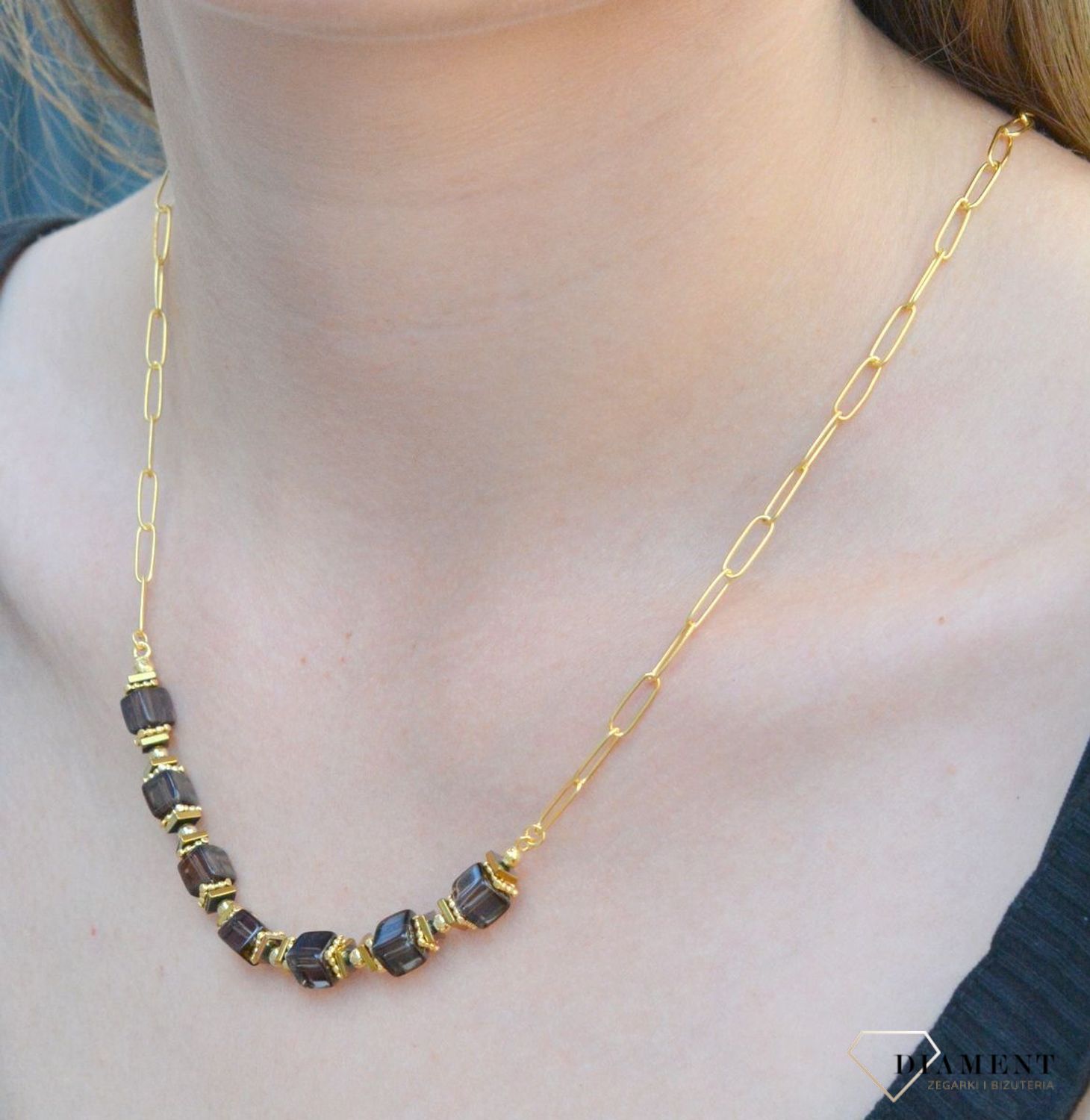 Naszyjnik damski srebrny pokryty zlotem z kwarcem dymnym 27483575. Naszyjnik damski srebrny. Naszyjnik srebrny damski z kwarcem dymnym. Naszyjnik srebrny pokryty złotem. Naszyjnik srebrny damski z kamieniem. Naszyjnik idealny.jpg