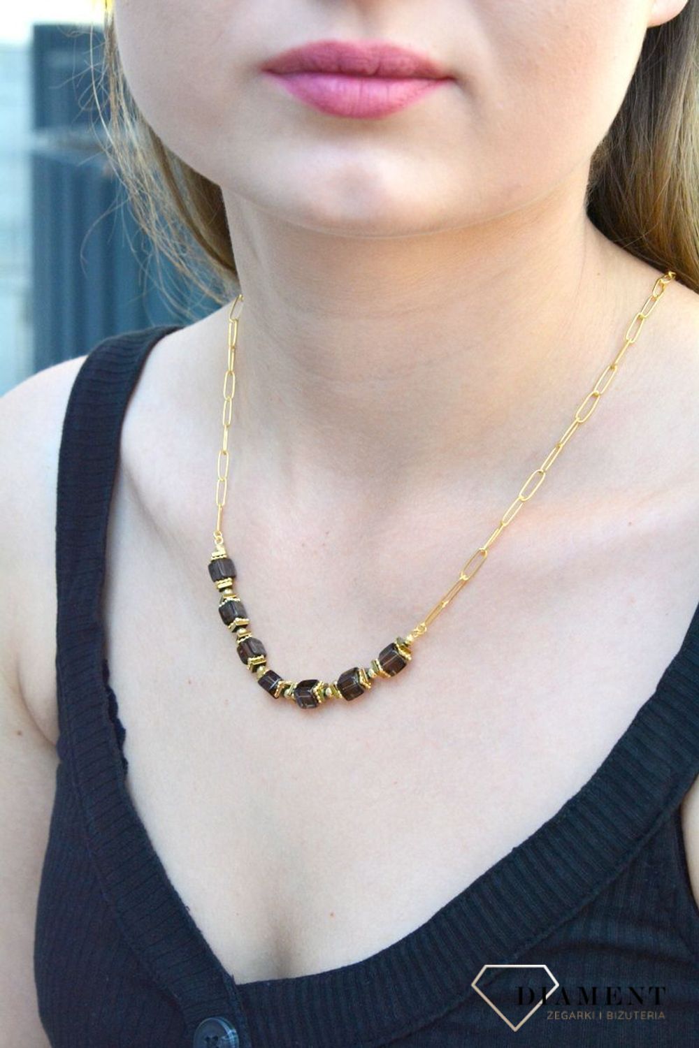 Naszyjnik damski srebrny pokryty zlotem z kwarcem dymnym 27483575. Naszyjnik damski srebrny. Naszyjnik srebrny damski z kwarcem dymnym. Naszyjnik srebrny pokryty złotem. Naszyjnik srebrny damski z kamieniem. Naszyjnik idealny.jpg