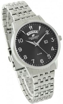 Męski zegarek TIMEMASTER 27502 z czarną tarczą, podwójnym datownikiem i stalową bransoletą. Wodoszczelność 100M, mechanizm kwarcowy, 3 lata gwarancji. Kup teraz!1.jpg