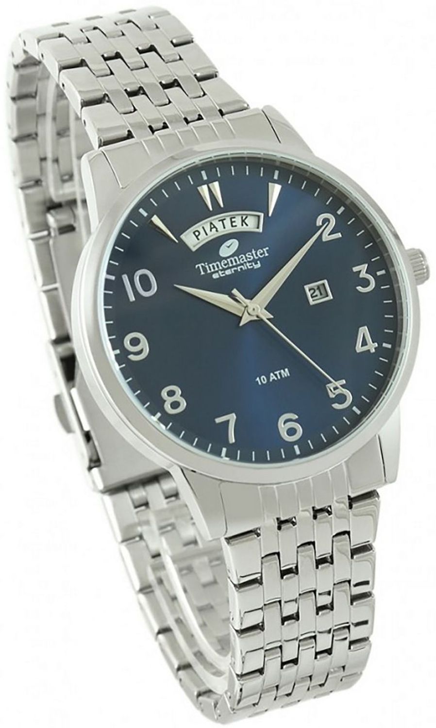 Stylowy zegarek męski z granatową tarczą, mechanizmem Miyota 2350 i podwójnym datownikiem. Stal nierdzewna, wodoszczelność 10 ATM. Idealny do codziennych i eleganckich stylizacji.1.jpg