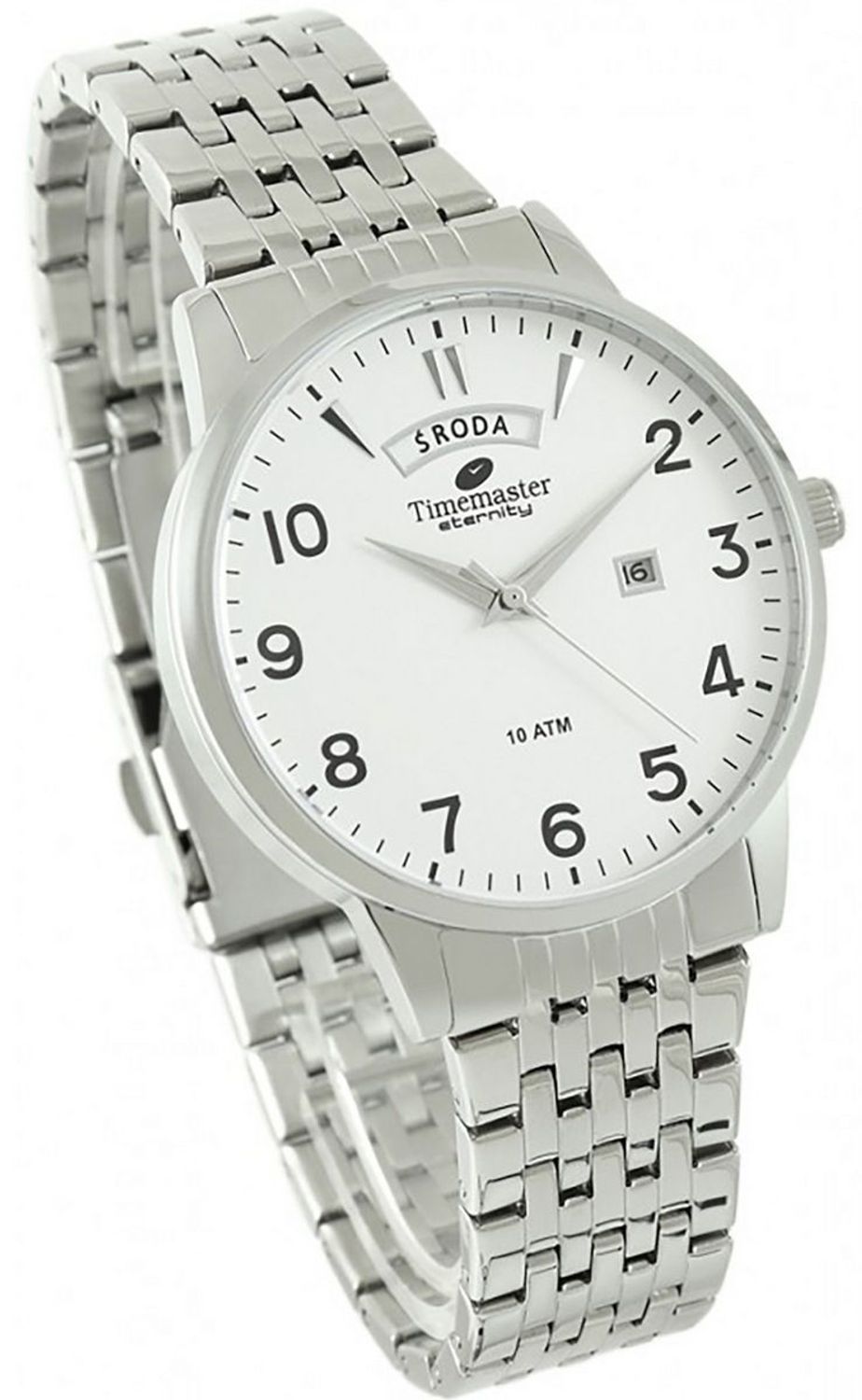 Stylowy zegarek TIMEMASTER 27505 z białą tarczą, pełnym datownikiem i stalową bransoletą. Kwarcowy mechanizm, wodoszczelność 100M, gwarancja 3 lata. Sprawdź teraz!1.jpg