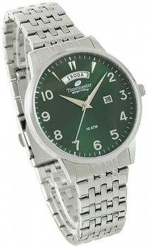 Zegarek TIMEMASTER 27506 z zieloną tarczą i podwójnym datownikiem (dzień miesiąca i dzień tygodnia). Stal nierdzewna, mineralne szkło, 100M wodoszczelności. 3 lata gwarancji. Kup teraz!1.jpg