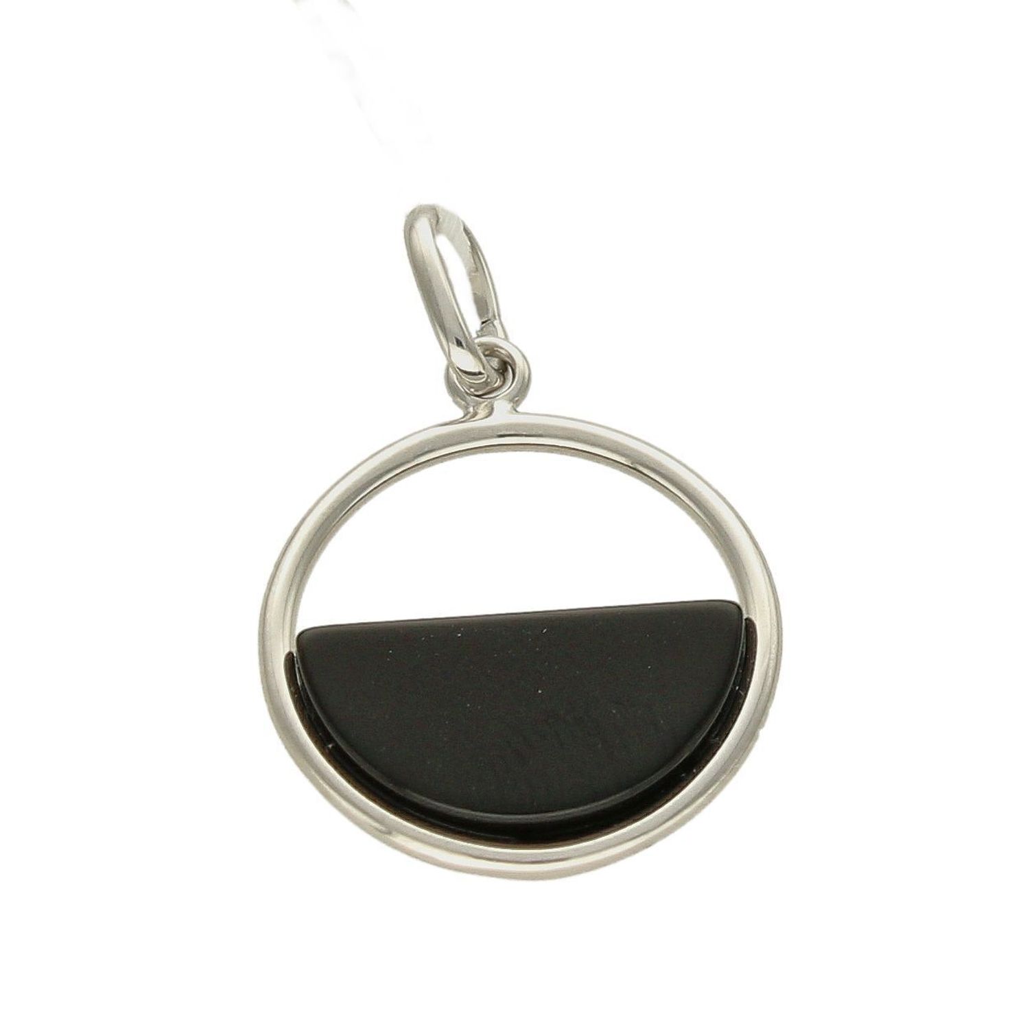 Zawieszka srebrna okrągła z czarnym elementem 925 27627592CZ.jpg
