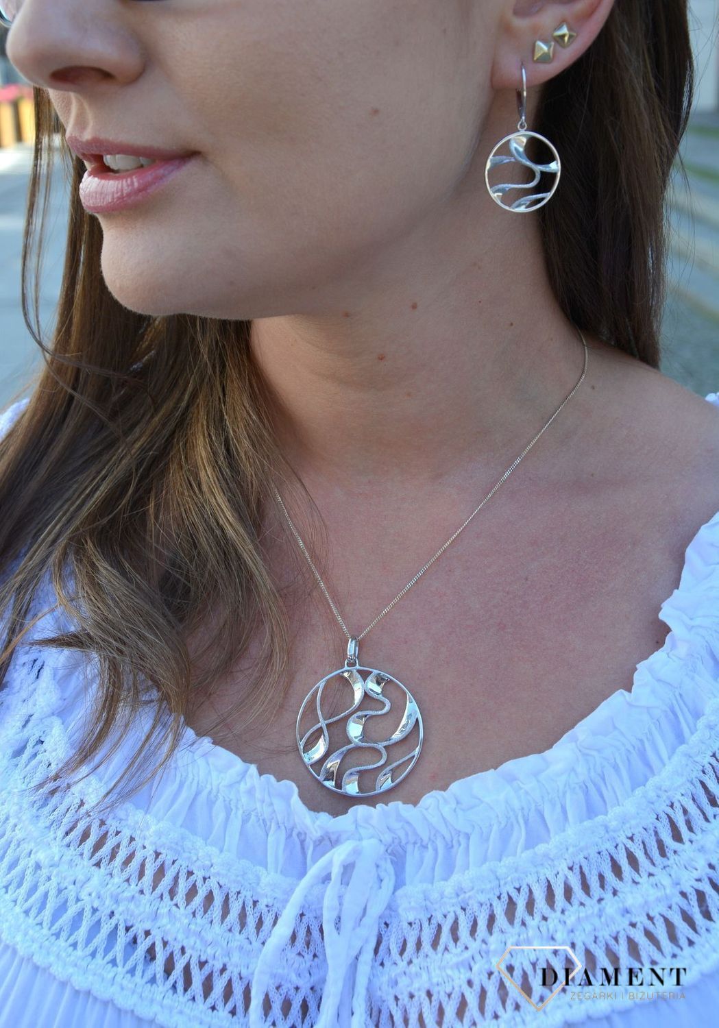 Zawieszka srebrna koło 'Diamentowane wykończenie' 27628330700.jpg