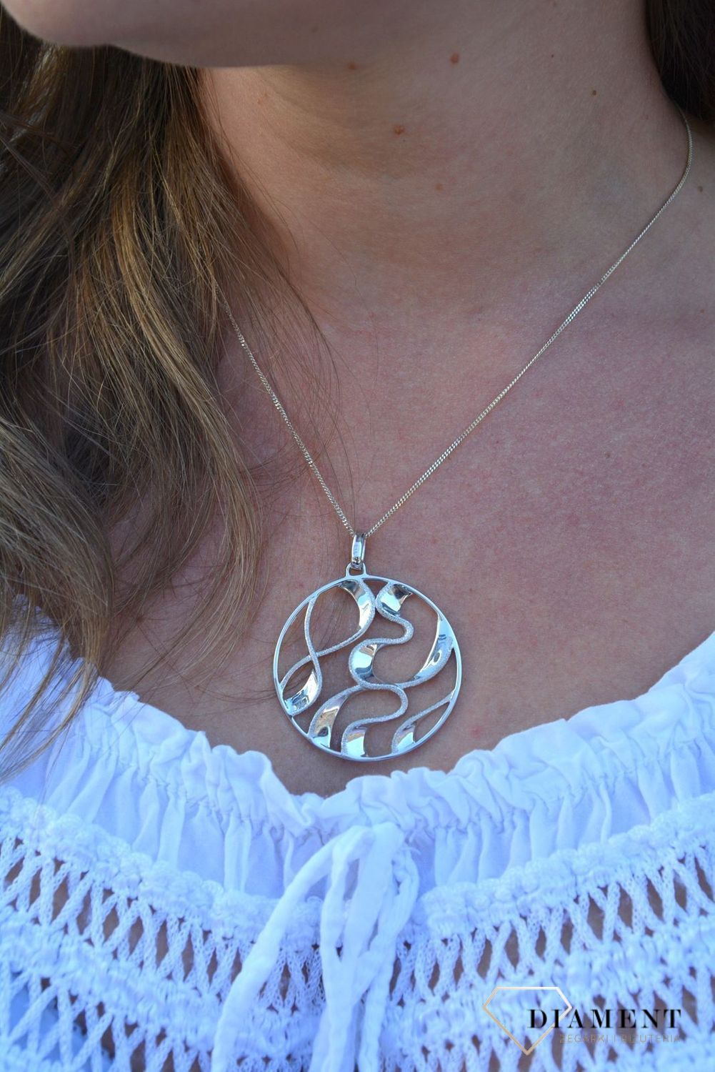 Zawieszka srebrna koło 'Diamentowane wykończenie' 27628330700.jpg