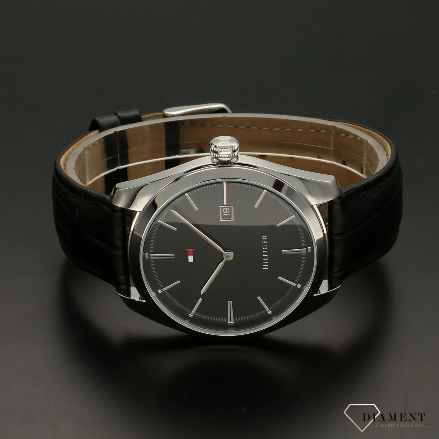 Zegarek męski Tommy Hilfiger Theo 2770100 na pasku w zestawie ze spinkami do mankietu.jpg