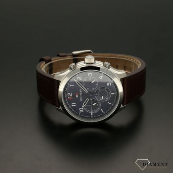 Zegarek męski Tommy Hilfiger Set z niebieską tarczą na pasku skórzanym w kolorze brązowym w zestawie z bransoletką 2770106 (1).jpg