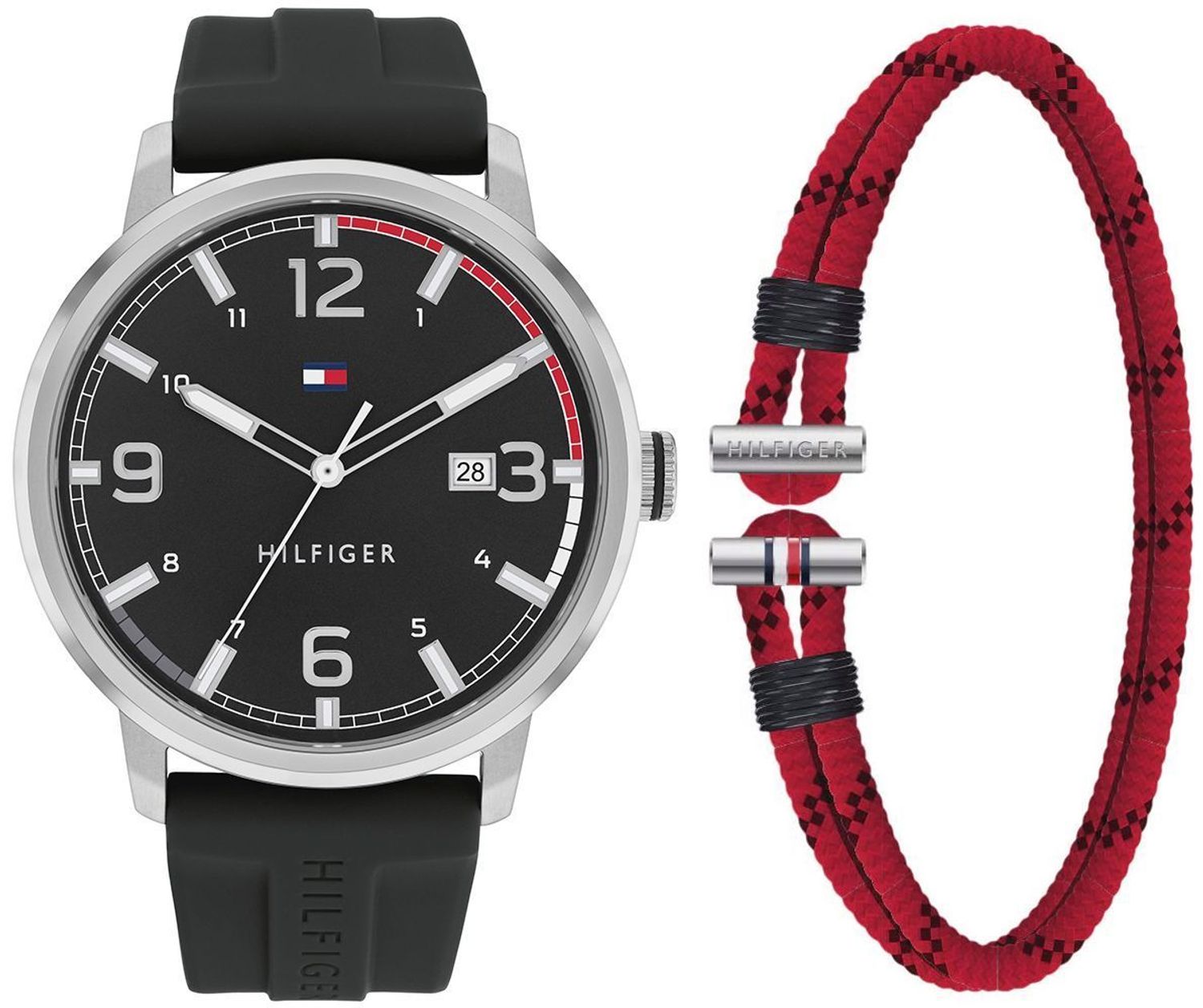 Zegarek męski na pasku silikonowym Tommy Hilfiger Gift Set 2770149 w zestawie z bransoletką męską w kolorze czerwonym 2770149..jpg