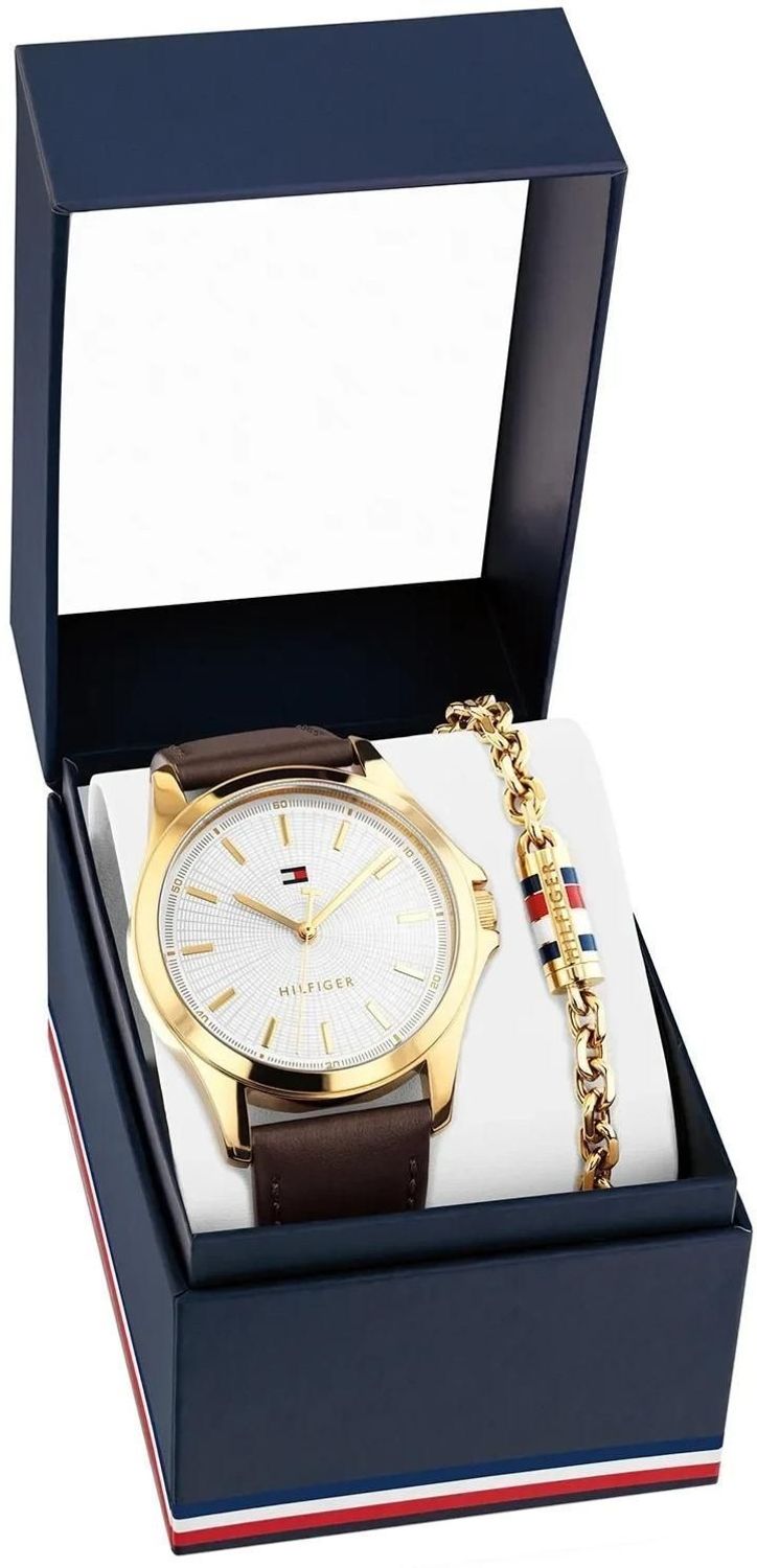 Męski zegarek Tommy Hilfiger Classic 2770221 z kwarcowym mechanizmem Seiko Y121F, złotą kopertą, białą tarczą i skórzanym paskiem. Wodoszczelność 30 m, klasyczny styl.11.jpg