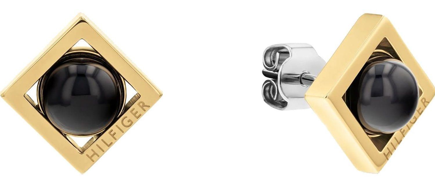 Kolczyki TOMMY HILFIGER 2780792 Tommy Hilfiger i niezwykłe Kolczyki TOMMY HILFIGER wykonane ze stali szlachetnej, które utrzymane są w złotym odcieniu z czarnym kamieniem oraz logo marki. 1.jpg