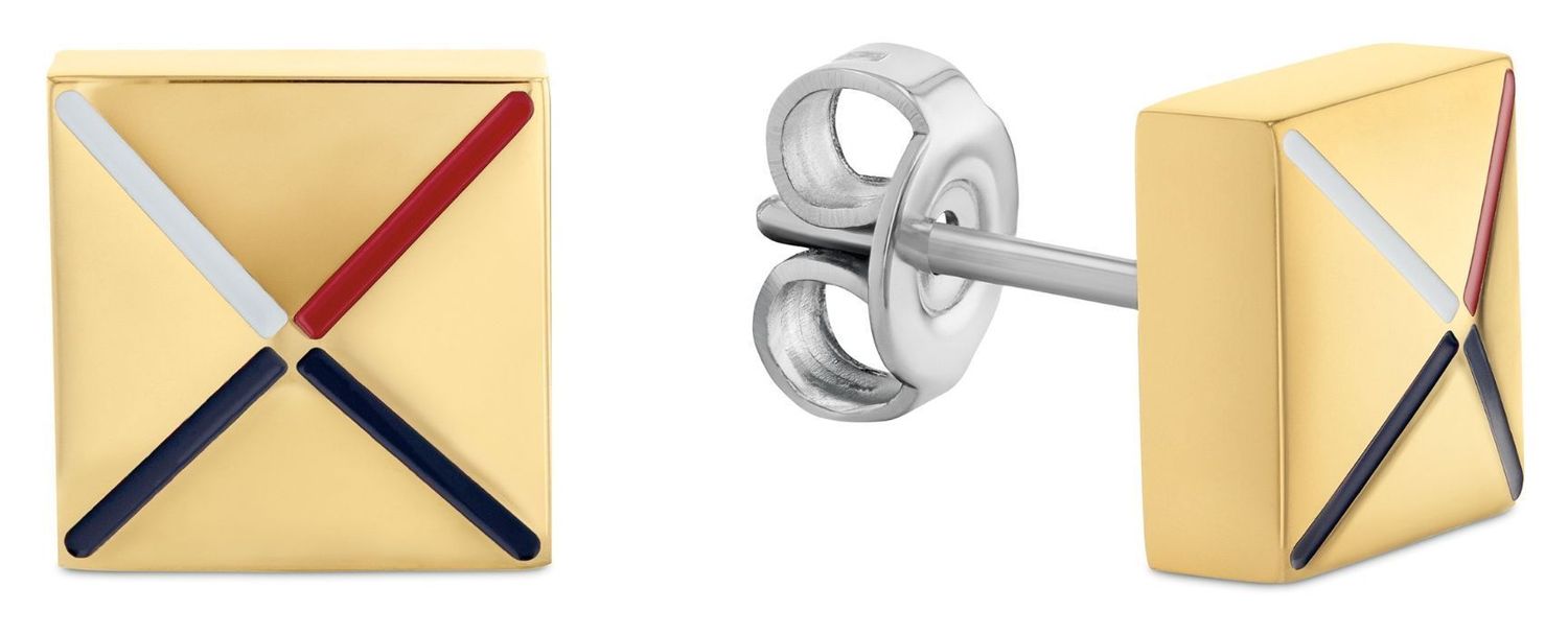 Kolczyki TOMMY HILFIGER 2780916 Biżuteria Tommy Hilfiger i niezwykłe Kolczyki TOMMY HILFIGER wykonane ze stali szlachetnej, które utrzymane są w złotym odcieniu z granatowo, biało, czerwoną emalią..jpg