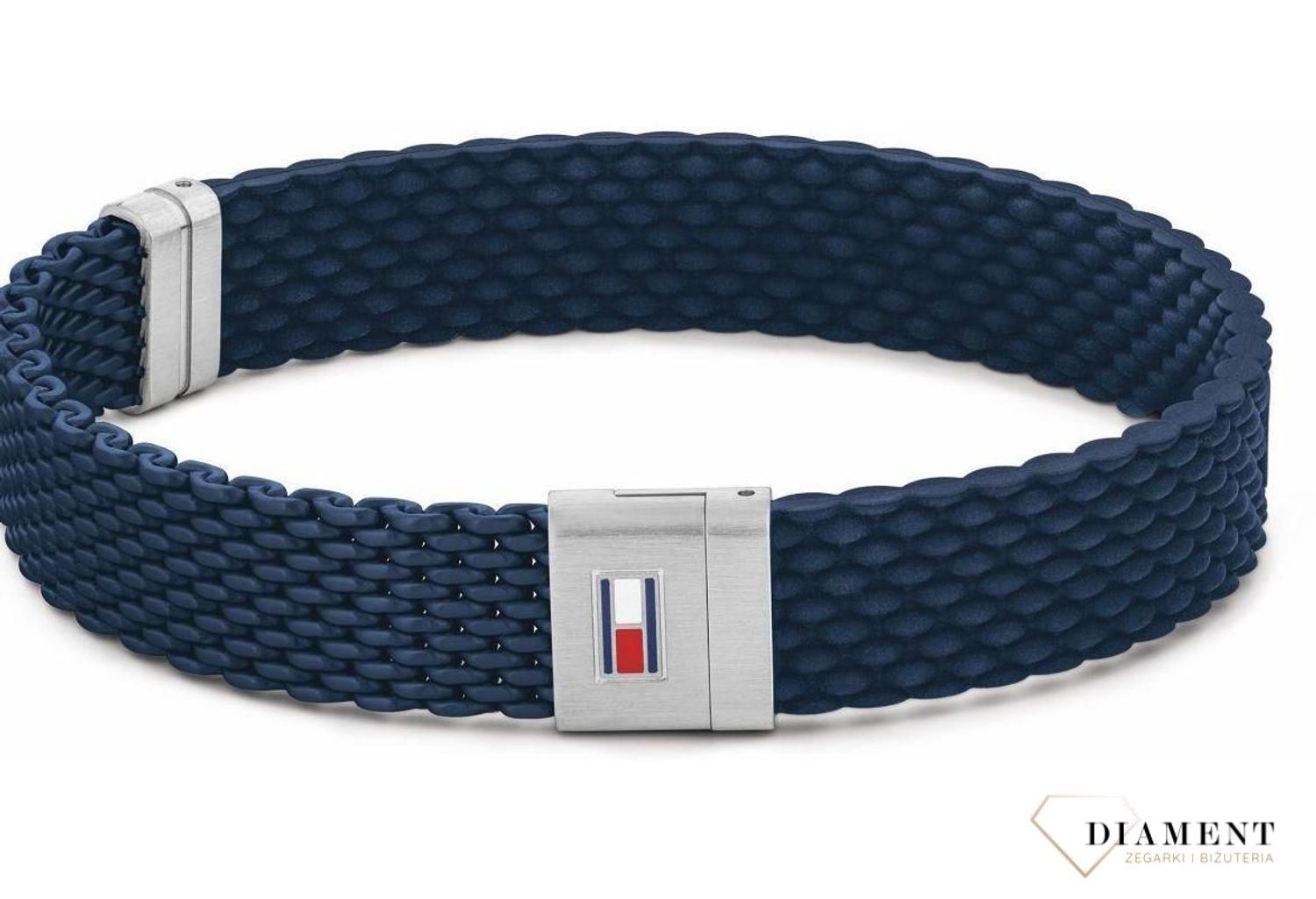Bransoletka męska Tommy Hilfiger 2790239S. Stylowa oraz modna męska bransoletka w kolorze granatowym z modnym zapięciem na magnes. Bransoletka męska świetnie ozdobi każdą stylizację..jpg
