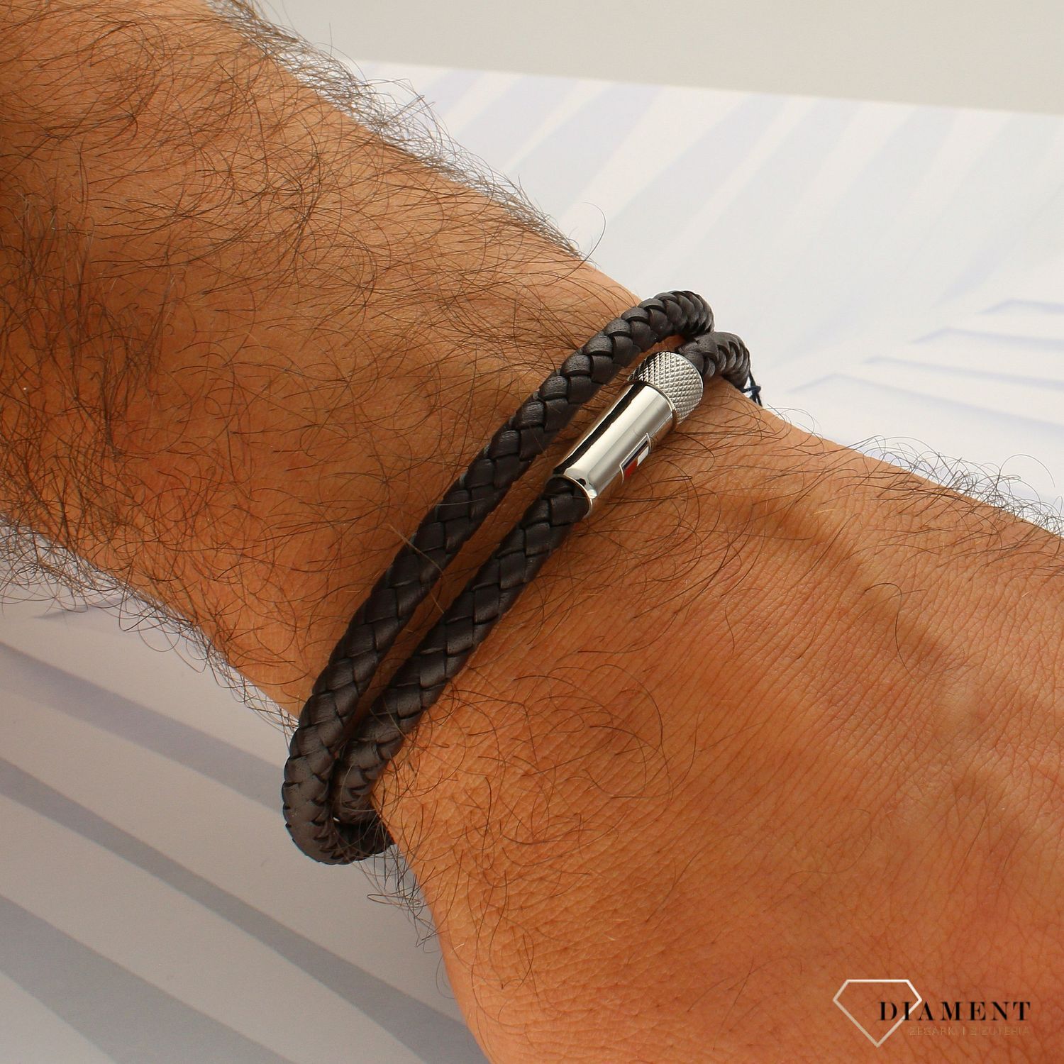 Bransoletka męska TOMMY HILFIGER podwójna brązowa plecionka 2790263S.jpg