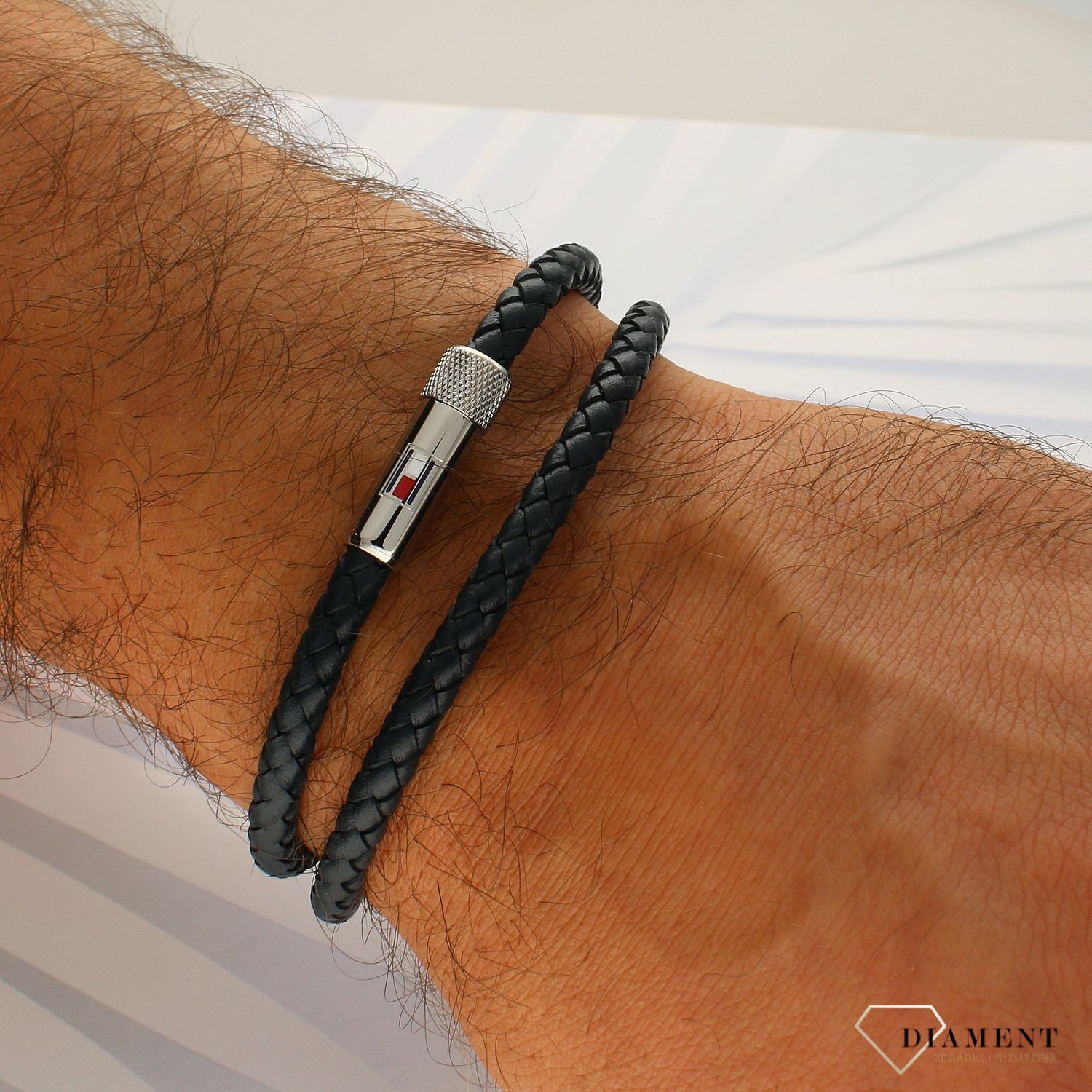 Bransoletka męska TOMMY HILFIGER podwójna granatowa plecionka 2790264S.jpg