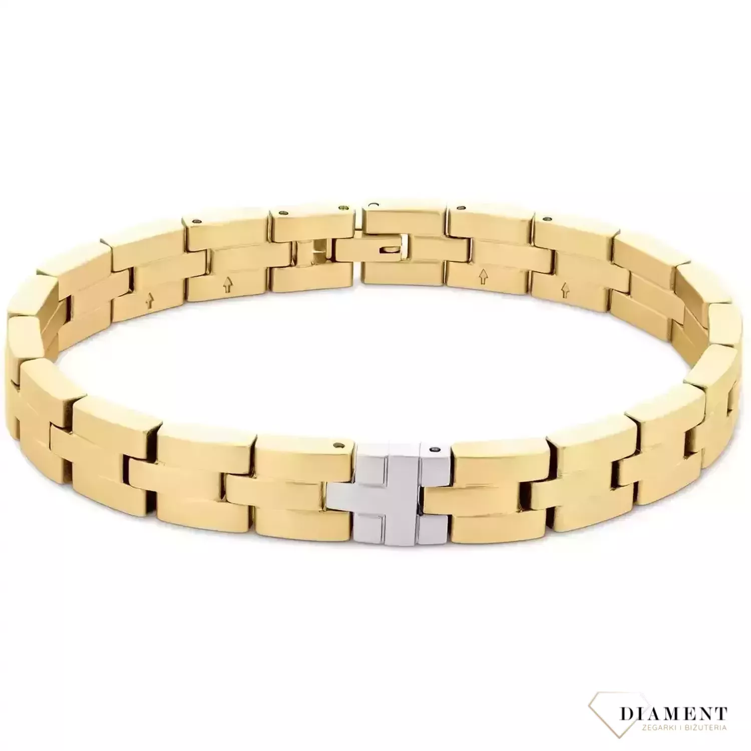 Bransoletka męska Tommy Hilfiger  została wykonana z wysokiej jakości stali szlachetnej i złotej powłoki IP.  Delikatna i elegancka bransoleta przyozdobiona jedną  blaszką w kolorze srebra. Jest to świetny pomysł na.webp