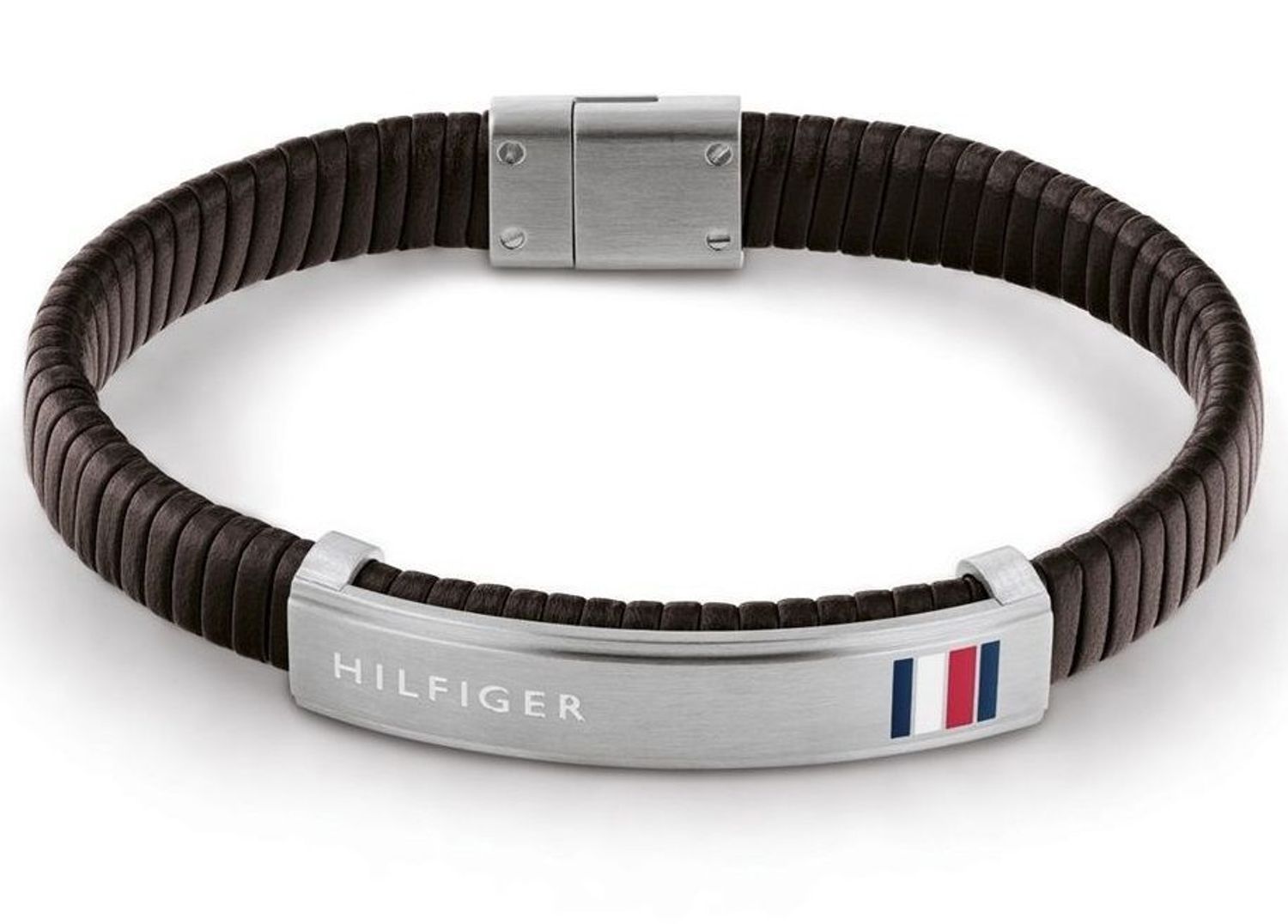 Bransoletka męska TOMMY HILFIGER Brązowa skóra prążkowana z blaszką 2790348.1.jpg