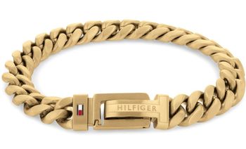 Bransoletka męska Tommy Hilfiger 2790434 została wykonana z wysokiej jakości stali szlachetnej i złotej powłoki IP. Elegancka bransoleta o splocie pancerki. Jest to świetny pomysł na prezent, który podkreśli wyczucie stylu.jpg