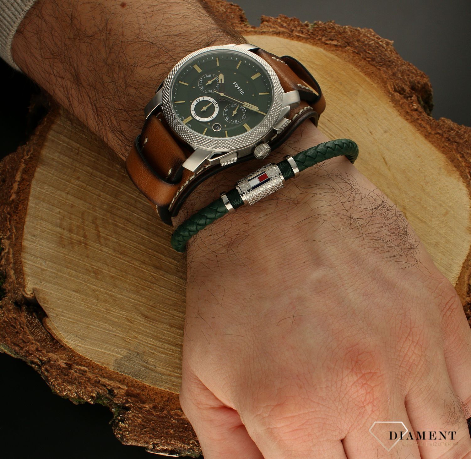 Bransoletka męska Tommy Hilfiger zielona plecionka 2790456.  Bransoletka męska. Markowa biżuteria. Bransoletka męska duża. Bransoletka do zegarka. Biżuteria dla mężczyzny na prezent..jpg