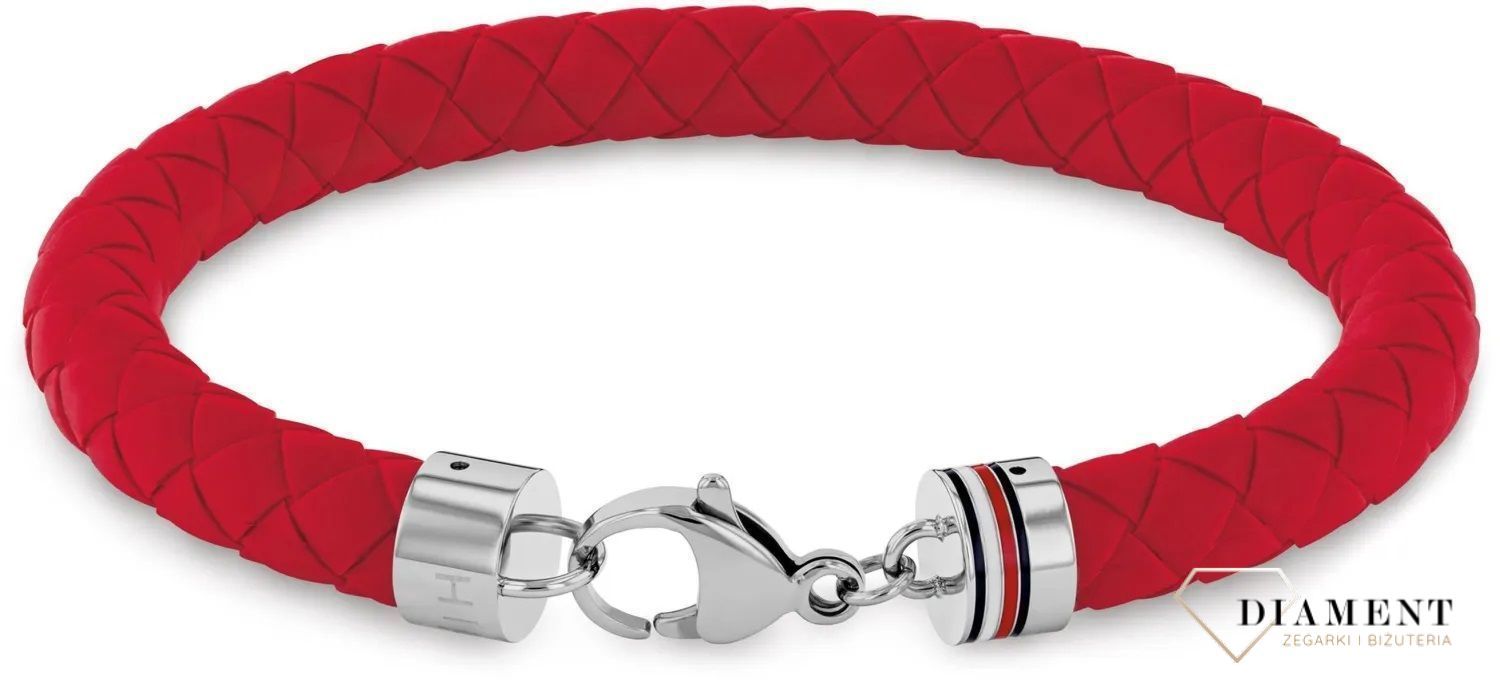 Bransoletka męska Tommy Hilfiger silikonowa czerwona plecionka 2790556. Bransoletka męska plecionka. Męska bransoletka czerwona. Oryginalna biżuteria z Tommiego Hilfingera. Męska bransoletka Tommy Hilfiger..jpg