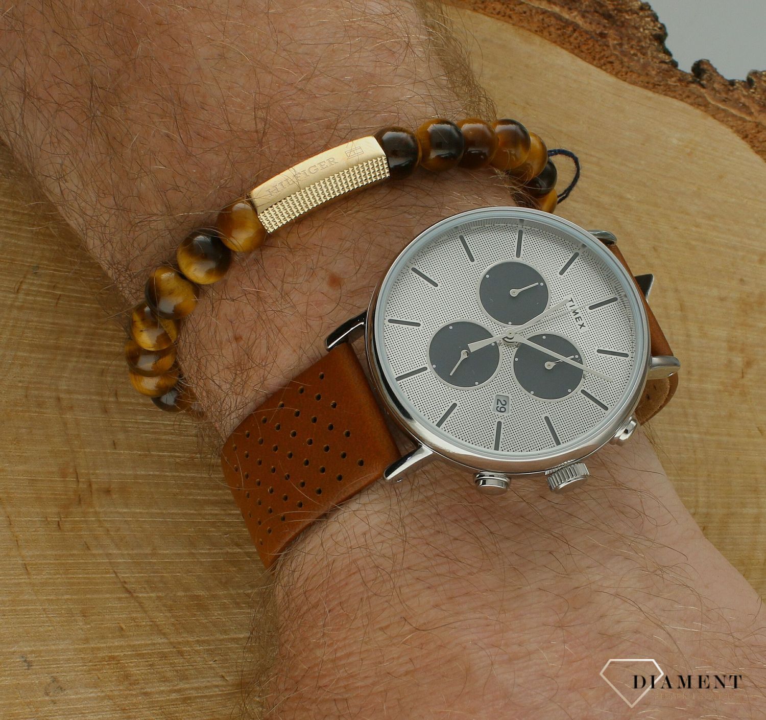 Bransoletka męska Tommy Hilfiger brąz z koralikami Tygrysie oko 2790582. Logowana biżuteria Tommy Hilfiger to idealny pomysł na prezent dla mężczyzny. Bransoletka Tommy Hilfiger z koralików. Markowa oryginalna biżuteria Tommy Hilfiger..jpg