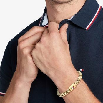 Stylowa złota bransoletka męska Tommy Hilfiger 2790648 z pozłacanej stali. Elegancja, trwałość i nowoczesny design w jednym dodatku.2.jpg