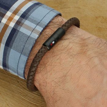 Bransoletka Tommy Hilfiger 2790668 skórzana brązowa 22 cm  męska elegancka (1).jpg