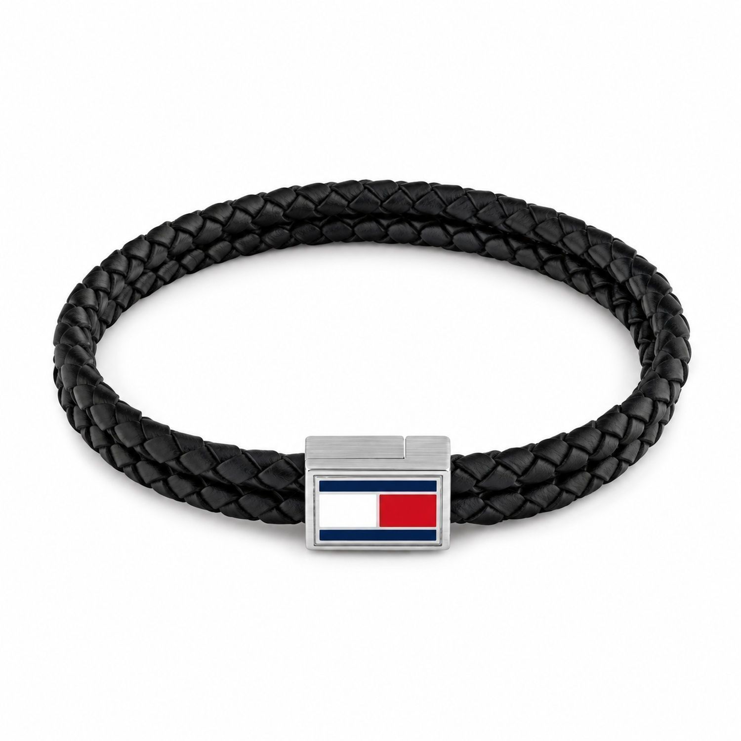 Bransoletka męska Tommy Hilfiger 2790755 – czarna skórzana pleciona z logo, 20 cm.jpg