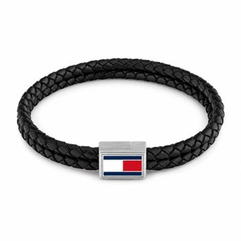 Bransoletka męska Tommy Hilfiger 2790755 – czarna skórzana pleciona z logo, 20 cm.jpg