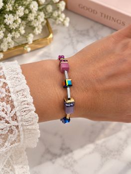 Bransoletka Coeur de Lion 2800301500 GeoCUBE® Iconic Lite Rainbow tęczowa srebrna (2).jpg