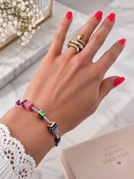 Bransoletka Coeur de Lion 2800301500 GeoCUBE® Iconic Lite Rainbow tęczowa srebrna (4).jpg