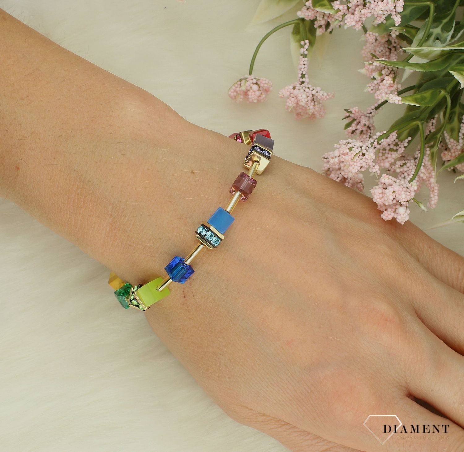 Bransoletka damska Coeur De Lion GeoCUBE® Iconic Layer kolorowa 2810301500. Bransoletka damska stalowa. Bransoletka z kryształkami Swarovskiego. Bransoletka damska na prezent. Bransoletka damska Coeur de Lion (2).jpg