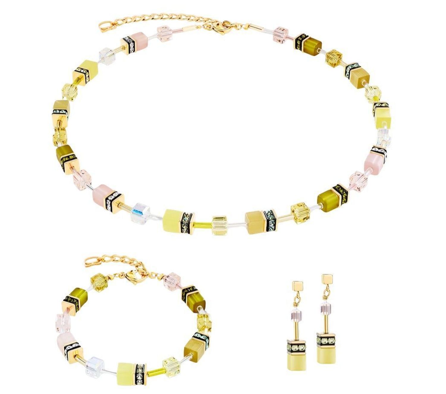 Naszyjnik damski Coeur de Lion GeoCUBE® Iconic 2838100901 – złoty, oliwkowo-pastelowy (1).jpg