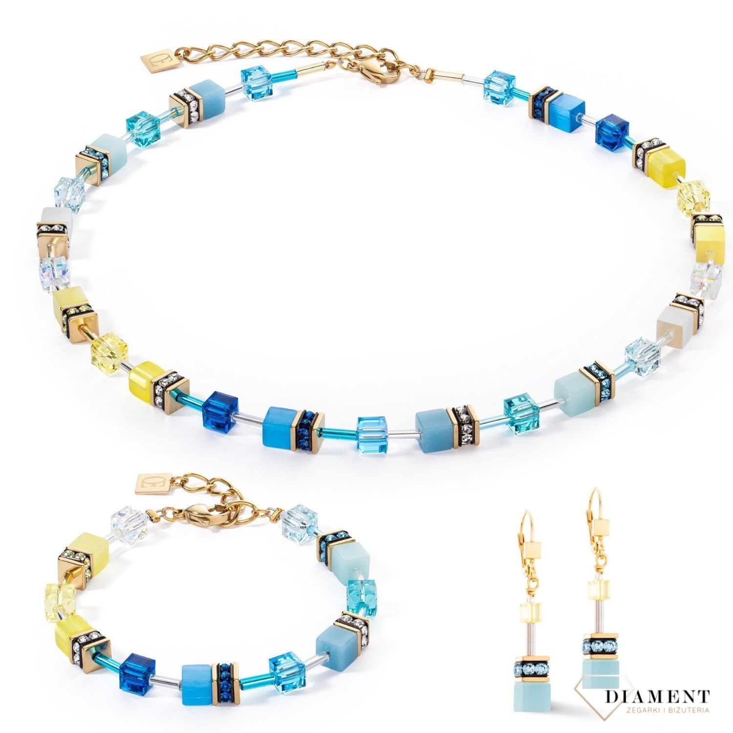 Kolczyki damskie Coeur de Lion GeoCUBE® Iconic 2838200601. Biżuteria idealna zarówno na eleganckie, jak i niezobowiązujące okazje. Piękne kolczyki w odcieniu turkusowym zdobione kryształami Swarovski®, kryształem górskim.1.jpg