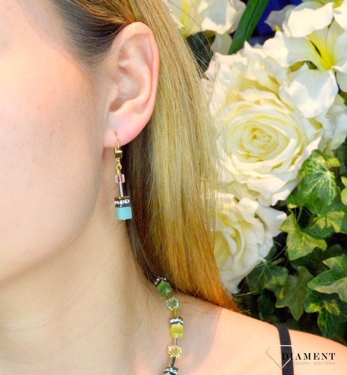 Kolczyki damskie Swarovski Coeur De Lion tygrysie oko 2838201576. Piękne kolczyki z kolekcji GeoCUBE zdobione kamieniem naturalnym tygrysie oko i kryształami Swarovski. Na prezent. Darmowa dostawa..jpg