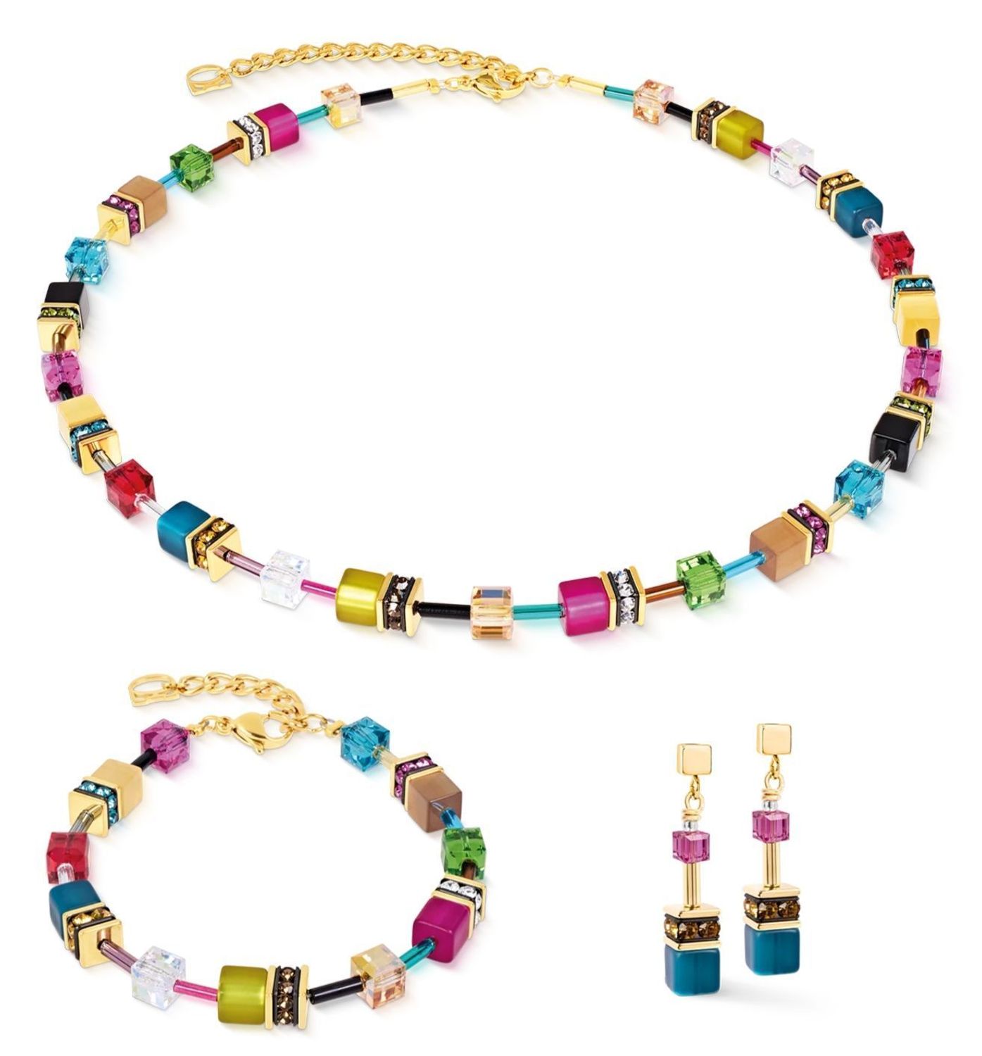 Kolczyki damskie Coeur de Lion 2838211500 GeoCUBE® Iconic Multicolor Boho Goldf (3).jpg