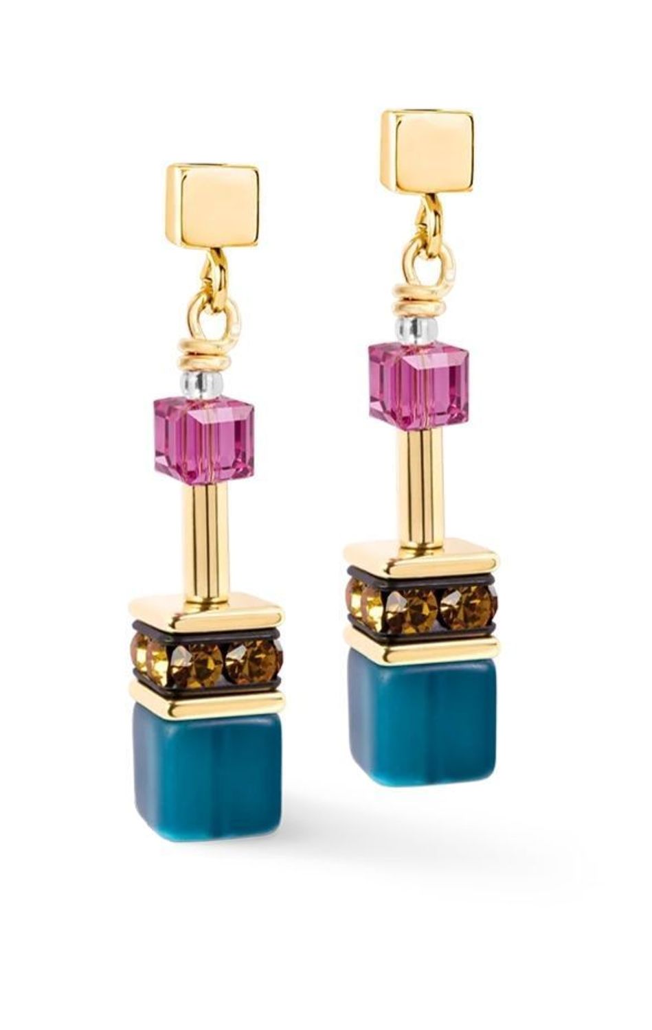 Kolczyki damskie Coeur de Lion 2838211500 GeoCUBE® Iconic Multicolor Boho Goldf (3).jpg